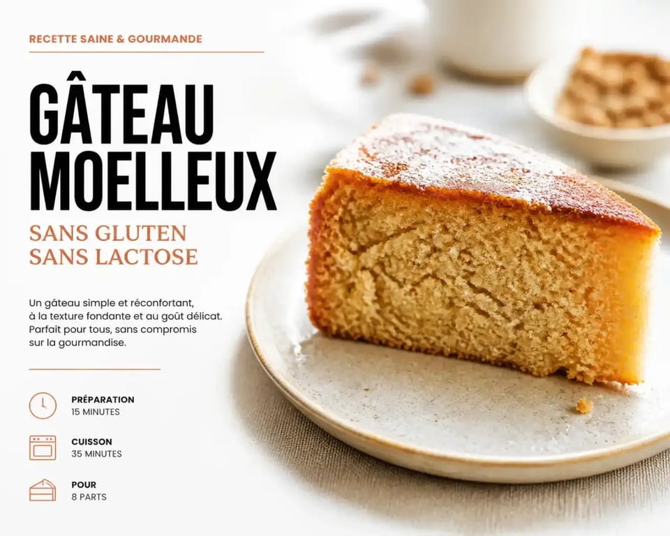 Gâteau moelleux sans gluten et sans lactose sur une assiette