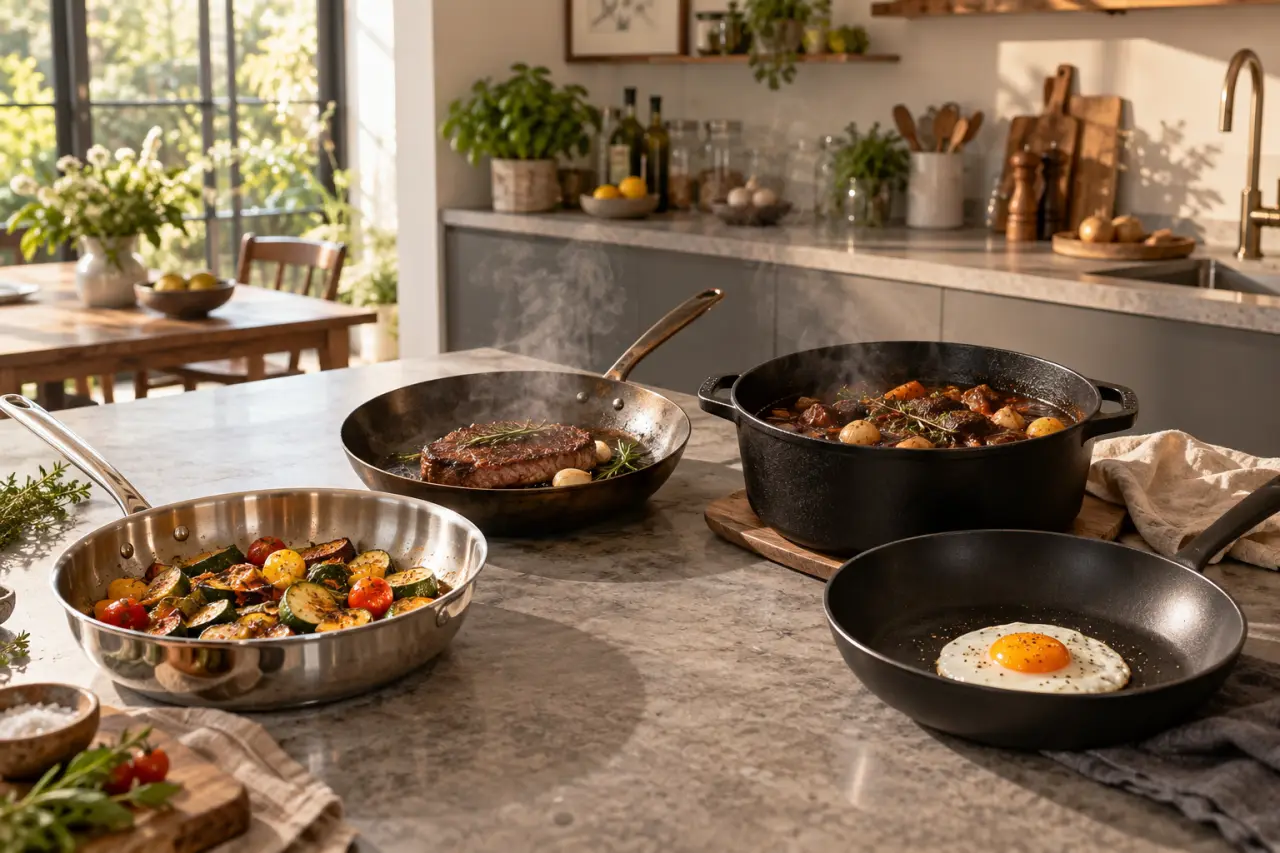 La meilleure poêle dépend de votre cuisson : inox, acier, fonte ou antiadhésif