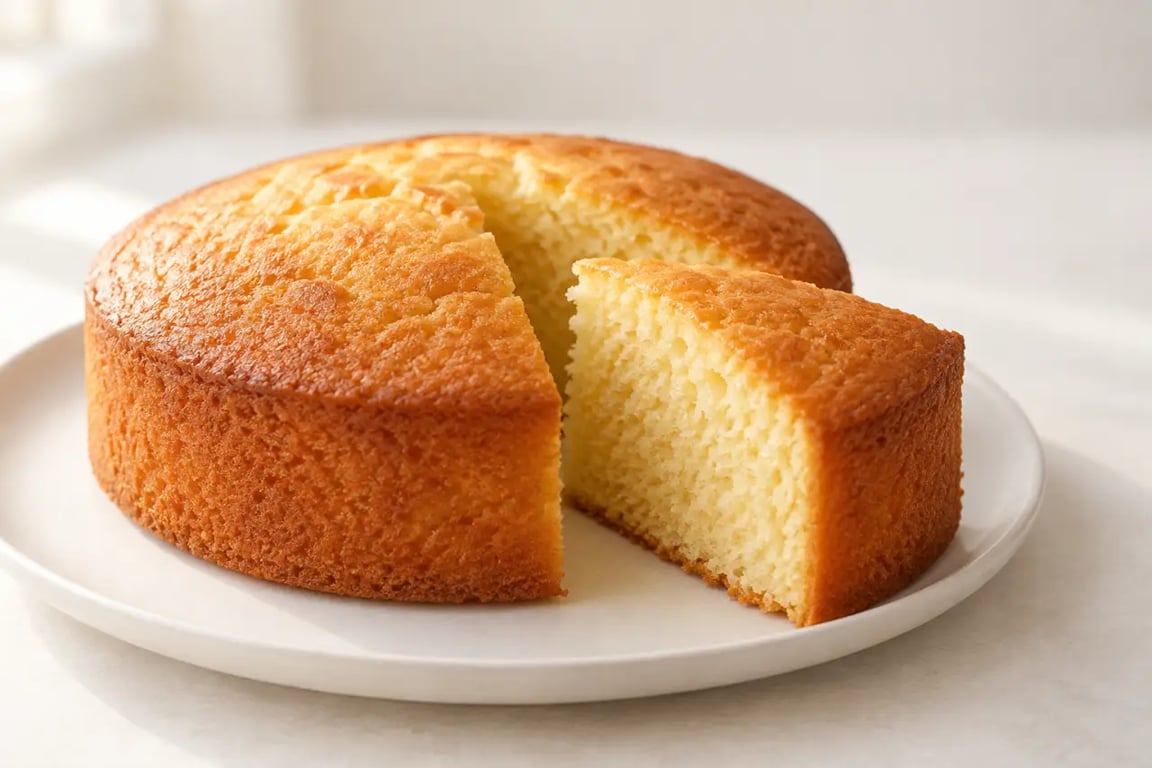 Gâteaux au nature moelleux fraîchement démoulé sur une assiette
