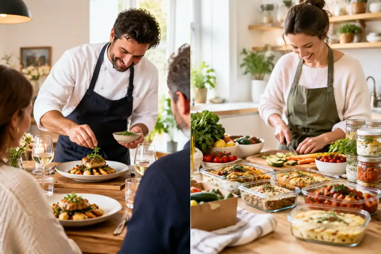 Une table en bois chaleureuse avec des plats réconfortants partagés en famille