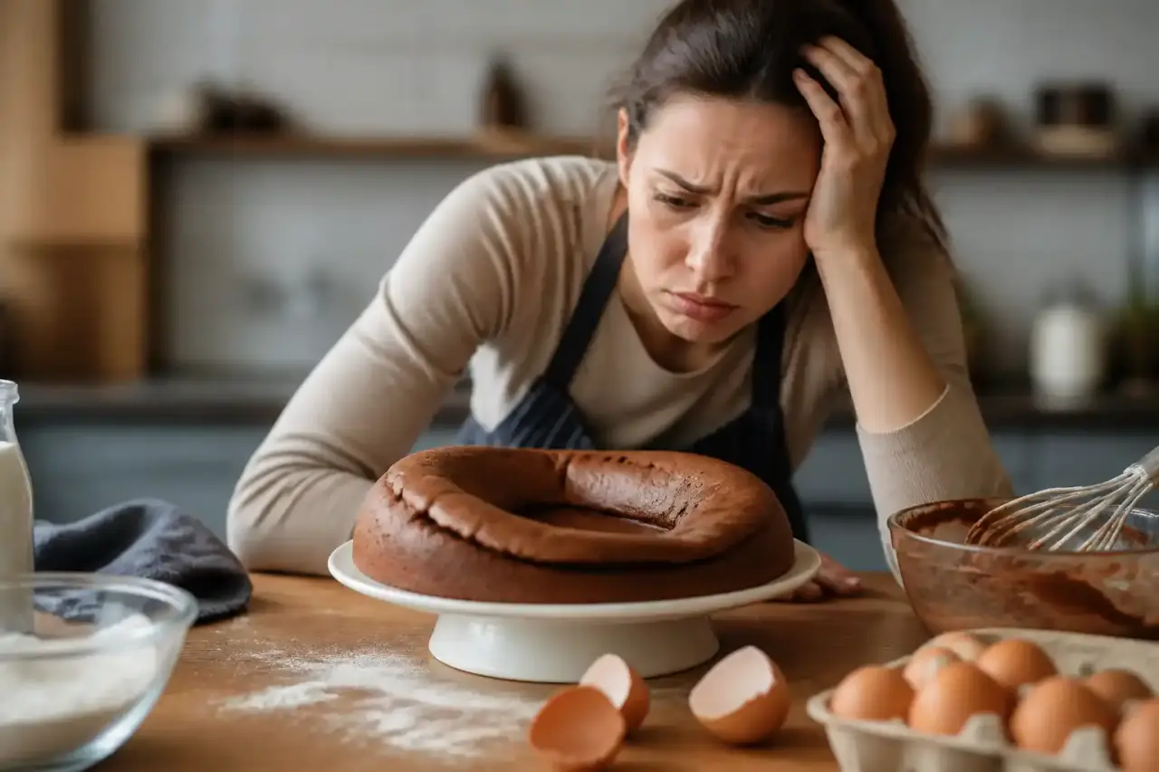 Une tartelette au chocolat brillante et parfaitement structurée sur un plan de travail fariné