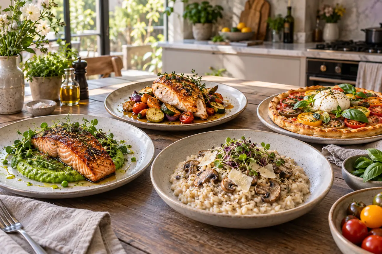 Recettes gastronomiques faciles : 4 assiettes raffinées prêtes en 30 à 40 minutes