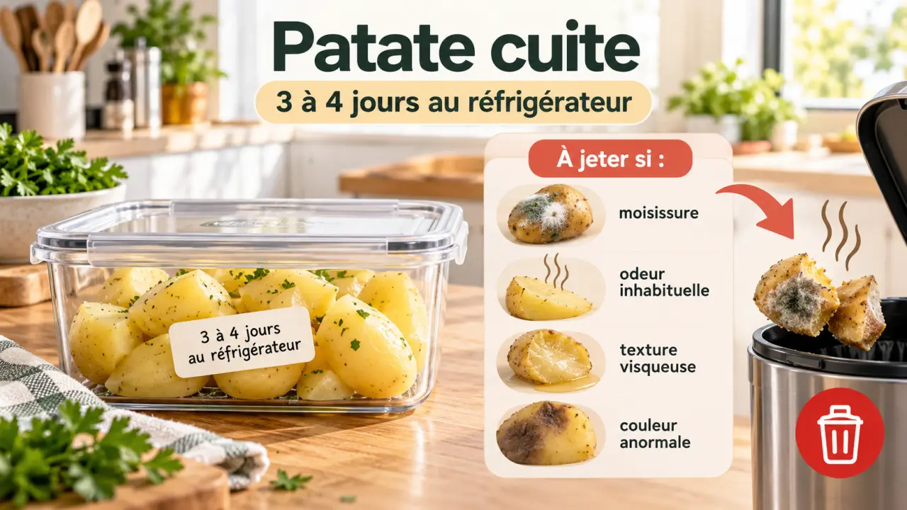 Patate cuite : 3 à 4 jours au réfrigérateur, puis les signes qui imposent de la jeter