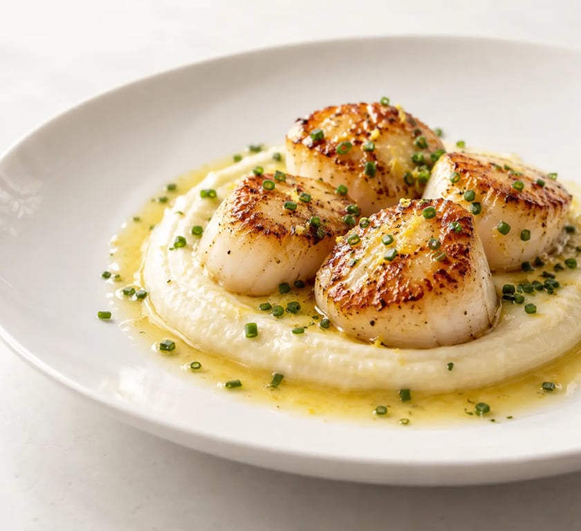 Recettes gastronomiques faciles : Saint-Jacques, purée de céleri et beurre citronné