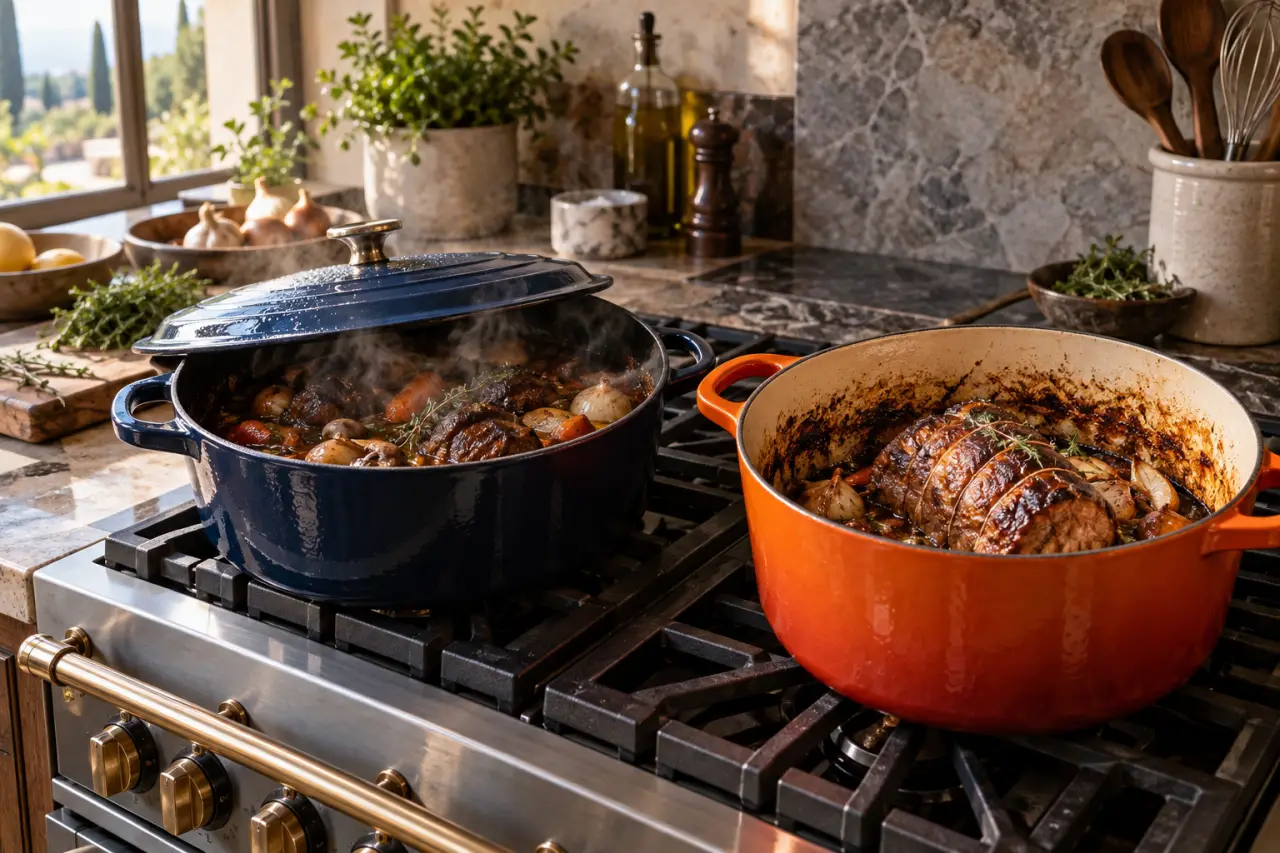 Staub ou Le Creuset : l’une garde mieux l’humidité, l’autre révèle mieux les sucs