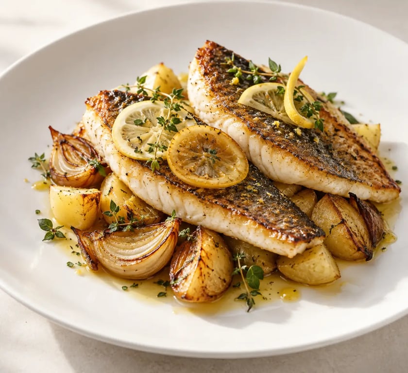 Recette poisson maigre au four avec pommes de terre, citron et herbes